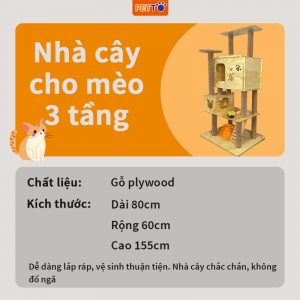 Nhà cây cho mèo 3 TẦNG ĐỘC ĐÁO giúp mèo giảm stress CH003 (1)