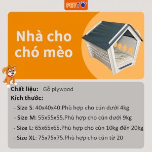 Nhà Gỗ Cho Chó Mèo Hình Ngôi Nhà Cực Kì Đáng Yêu DH009