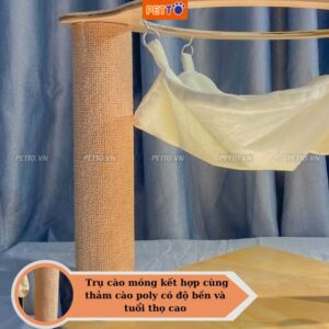 Trụ cào móng cho mèo PETTO cào móng cho mèo kèm VÕNG vải nhung êm ái dễ dàng LẮP RÁP cùng đồ chơi bóng chuông