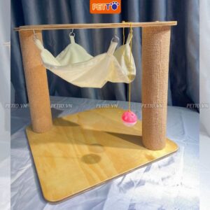 Trụ cào móng cho mèo PETTO cào móng cho mèo kèm VÕNG vải nhung êm ái dễ dàng LẮP RÁP cùng đồ chơi bóng chuông
