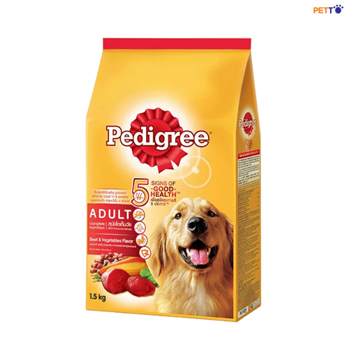 DDF009_1500 Thức ăn hạt cho chó trưởng thành Pedigree vị thịt bò và rau củ _2