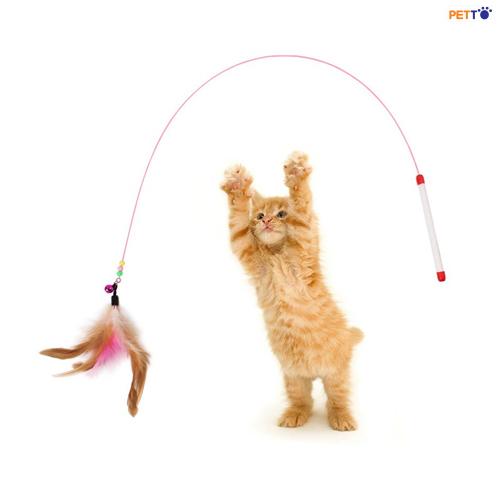 TOC004 Cần câu mèo cán dẻo gắn lông vũ 2