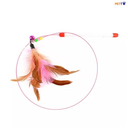 TOC004 Cần câu mèo cán dẻo gắn lông vũ 3
