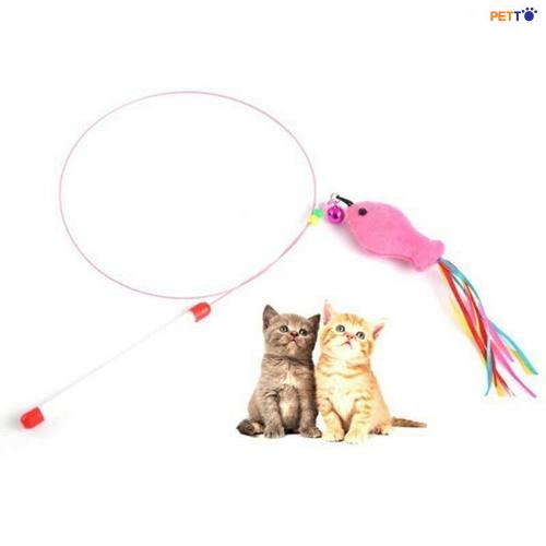 TOC013 Cần câu mèo cán dẻo gắn cá _2