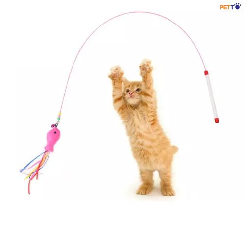 TOC013 Cần câu mèo cán dẻo gắn cá _3