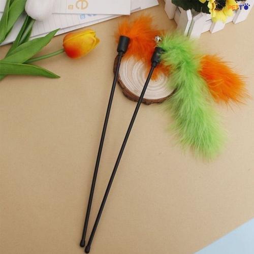 TOC015 Cần câu mèo cán dẻo chuông và lông vũ _1