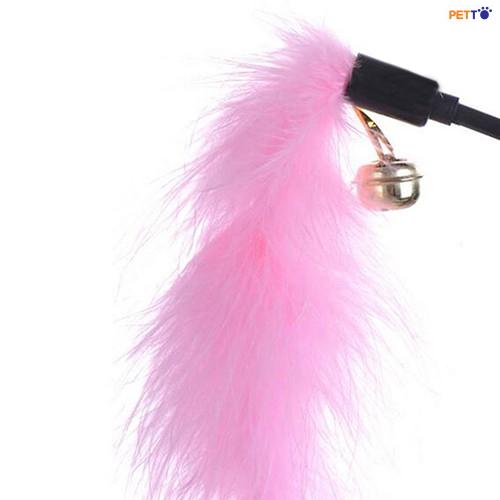 TOC015 Cần câu mèo cán dẻo chuông và lông vũ _2
