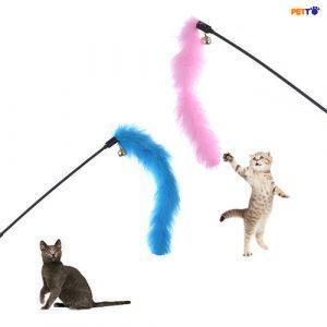 Cần câu mèo cán dẻo chuông và lông vũ