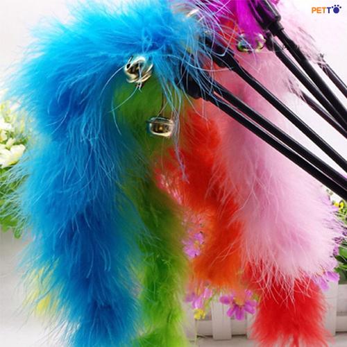 TOC015 Cần câu mèo cán dẻo chuông và lông vũ _5