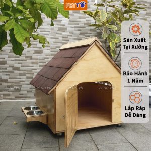 Nhà cho chó ngoài trời bằng gỗ DH012 (1)