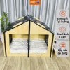Nhà đôi cho chó bằng gỗ KÈM NỆM xinh xắn DH017
