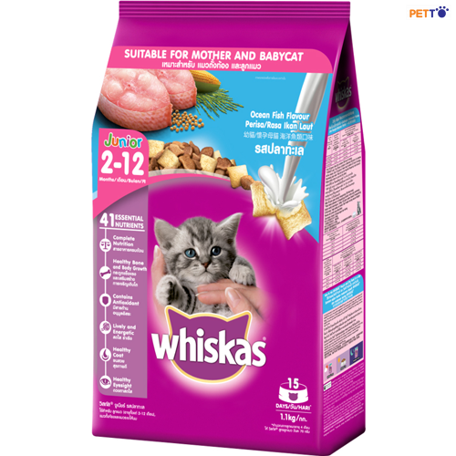 Thức ăn cho mèo con whiskas vị cá biển 1,1kg