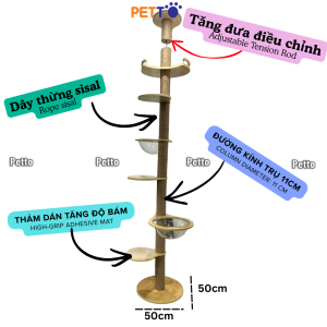Alternative view of Tháp mèo leo trèo cao tới trần nhà, không khoan đục, cho không gian hạn chế