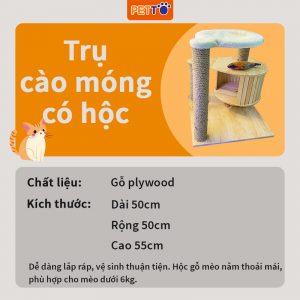 Cat tree - Trụ cào móng cho mèo có hộc gỗ độc đáo CH019