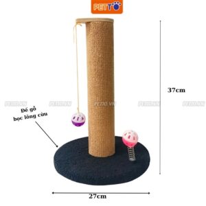 Trụ cào móng cho mèo PETTO cây cào móng cho mèo bằng gỗ KÈM ĐỒ CHƠI bóng chuông siêu xinh cho thú cưng CT034