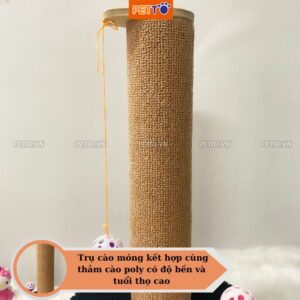 Trụ cào móng cho mèo PETTO cây cào móng cho mèo bằng gỗ KÈM ĐỒ CHƠI bóng chuông siêu xinh cho thú cưng CT034