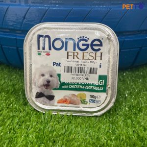Pate cho chó MONGE FRESH 100% thịt tươi - thức ăn bổ dưỡng nhiều hương vị PATEC008