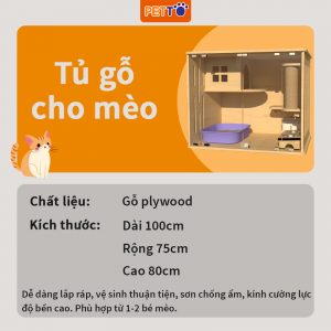 Tủ cho mèo bằng gỗ chắc chắn CC002