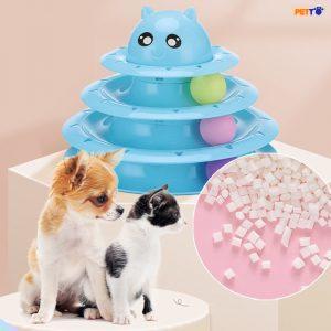 Đồ chơi cho mèo tháp bóng 3 tầng đầu mèo TOC023