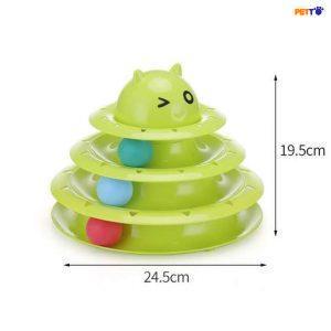 Đồ chơi cho mèo tháp bóng 3 tầng đầu mèo TOC023