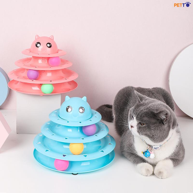 Đồ chơi cho mèo tháp bóng 3 tầng đầu mèo (4) Đồ chơi cho mèo tháp bóng 3 tầng đầu mèo TOC023