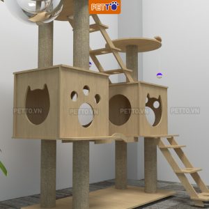 Nhà cây cho mèo kèm lồng kính