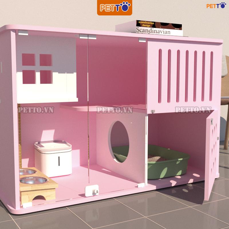tủ mèo màu hồng