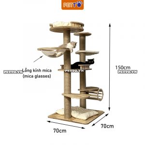 Nhà cây cho mèo khổng lồ KÈM LỒNG KÍNH, BAN CÔNG độc đáo nhiều đồ chơi CT045