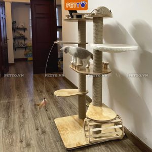 Nhà cây cho mèo khổng lồ KÈM LỒNG KÍNH, BAN CÔNG độc đáo nhiều đồ chơi CT045