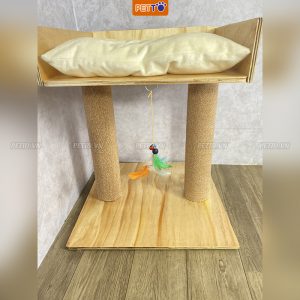 Trụ cào móng cho mèo 2 tầng bằng gỗ nhỏ gọn xinh xắn CT047