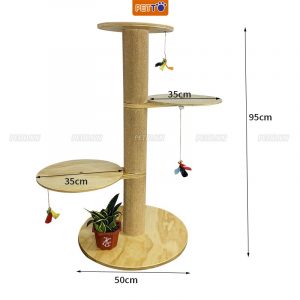Cat tree - Trụ cào móng bằng gỗ nhiều tầng PETTO độc đáo sử dụng thảm POLY có độ bền cao CT046