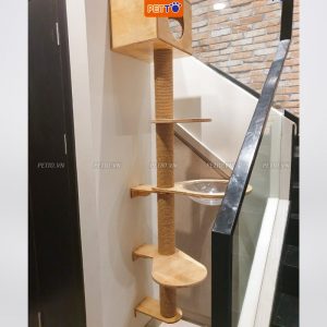 Tháp mèo kèm lồng kính và giọt nước gắn tường độc đáo CH024