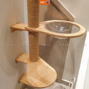 Tháp mèo kèm lồng kính và giọt nước gắn tường độc đáo CH024