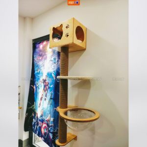 Tháp mèo kèm lồng kính và giọt nước gắn tường độc đáo CH024