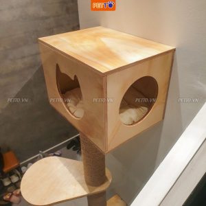 Tháp mèo kèm lồng kính và giọt nước gắn tường độc đáo CH024