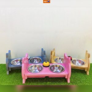 Bát ăn cho chó mèo KÈM CHUÔNG HUẤN LUYỆN điều chỉnh độ cao PETTO chống gù Cao Cấp cho chó mèo BFD033