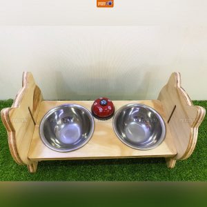 Bát ăn cho chó mèo KÈM CHUÔNG HUẤN LUYỆN điều chỉnh độ cao PETTO chống gù Cao Cấp cho chó mèo BFD033