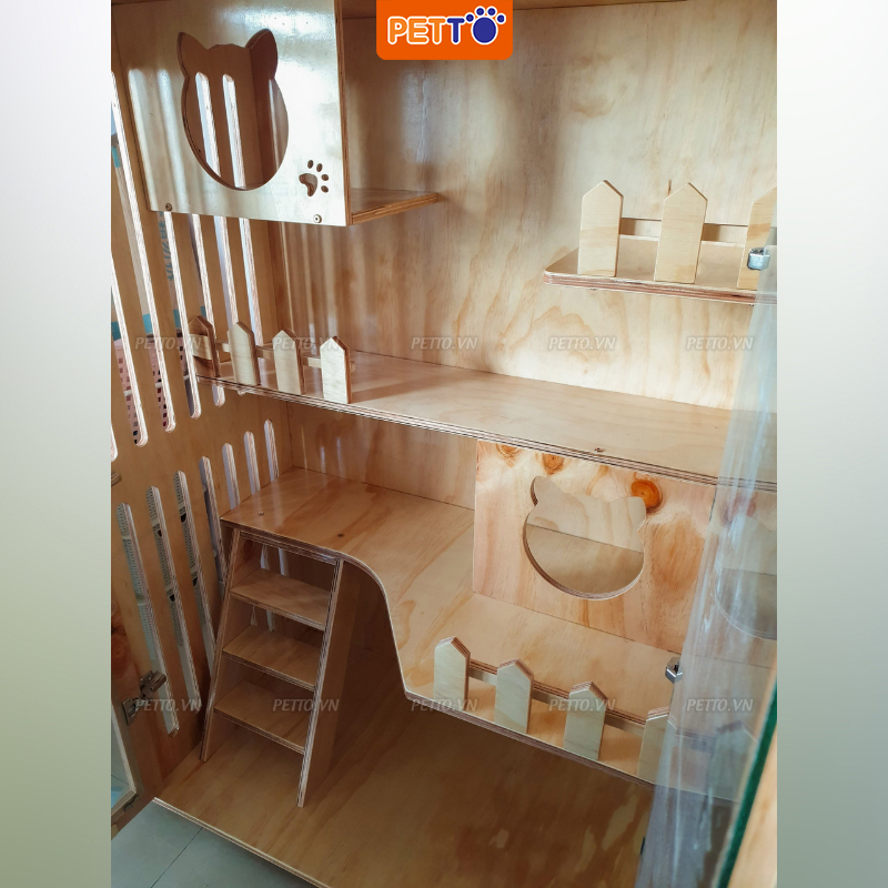 Tủ mèo bằng gỗ PETTO thiết kế ĐA NĂNG đầy đủ tiện nghi sang trọng cho mèo CC010