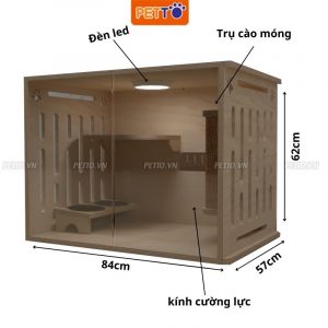 Tủ mèo bằng gỗ PETTO thiết kế thông minh kèm hệ thống ĐÈN LED cao cấp, sang trọng cho mọi không gian CC018 (1)