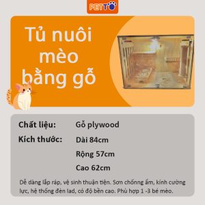Tủ mèo bằng gỗ có độ bền cao, phù hợp 1 - 2 bé mèo