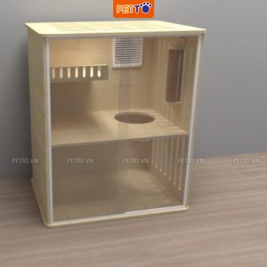 Tủ nuôi mèo bằng gỗ PETTO 2 tầng kết hợp hệ thống ĐÈN LED cao cấp, hiện đại CC012