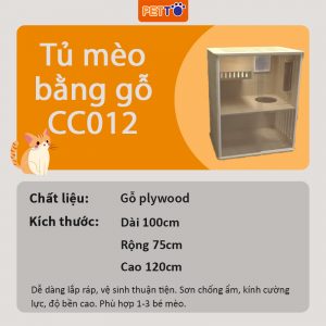Tủ nuôi mèo bằng gỗ PETTO 2 tầng kết hợp hệ thống ĐÈN LED cao cấp, hiện đại CC012