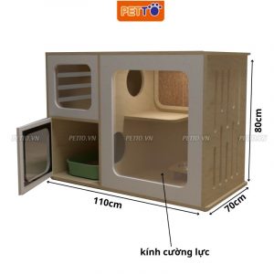 Tủ cho mèo bằng gỗ - Khách sạn dành cho mèo PETTO SANG TRỌNG dài 1m1 CC017
