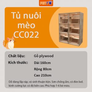 Tủ mèo bằng gỗ nhiều ngăn sang trọng kết hợp đồ chơi dành cho 1 - 6 bé mèo bảo hành 1 năm CC022