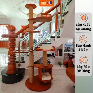 Nhà cây cho mèo leo trèo kèm lồng kính CH028
