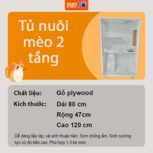 Tủ nuôi mèo bằng gỗ 2 tầng màu trắng xinh xắn CC012_3 (1)
