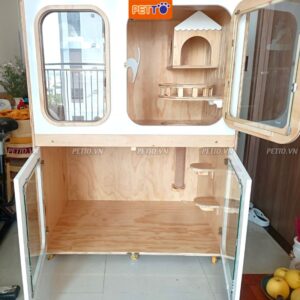 Nhà mèo - Biệt thự mèo 2 tầng sang trọng bằng gỗ chắc chắn CBCC020_1