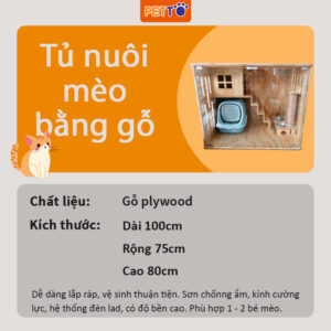 Tủ nuôi mèo bằng gỗ 2 tầng có cầu thang leo trèo cao 80cm CC002_2