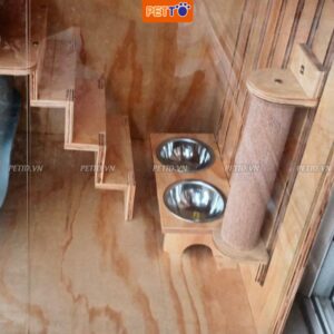 Tủ nuôi mèo bằng gỗ 2 tầng có cầu thang leo trèo cao 80cm CC002_2