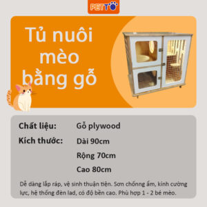 Tủ nuôi mèo bằng gỗ 3 ngăn sinh hoạt CC032_1
